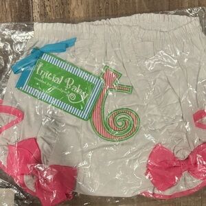 Initial Baby Mud Pie T Diaper Cover Bow Y2K Pink & Green New in Plastic Bloomers